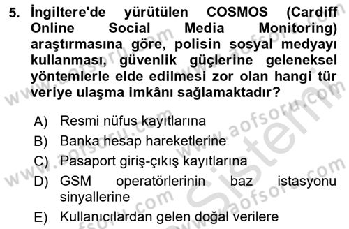Sosyal Medya Sosyolojisi Dersi 2025 - 2026 Yılı (Final) Dönem Sonu Sınav Soruları 5. Soru