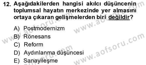 Çalışma Sosyolojisi Dersi 2014 - 2015 Yılı (Vize) Ara Sınavı 12. Soru