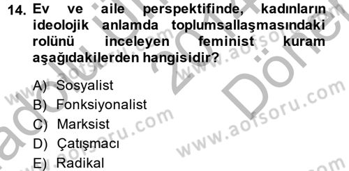 Çalışma Sosyolojisi Dersi 2014 - 2015 Yılı (Final) Dönem Sonu Sınav Soruları 14. Soru