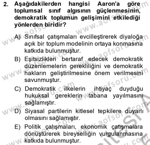 Çalışma Sosyolojisi Dersi 2014 - 2015 Yılı (Final) Dönem Sonu Sınav Soruları 2. Soru