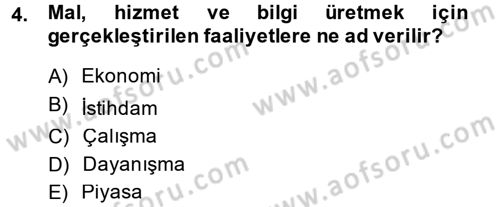 Çalışma Sosyolojisi Dersi 2014 - 2015 Yılı (Final) Dönem Sonu Sınav Soruları 4. Soru