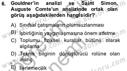 Çalışma Sosyolojisi Dersi 2014 - 2015 Yılı (Final) Dönem Sonu Sınav Soruları 6. Soru