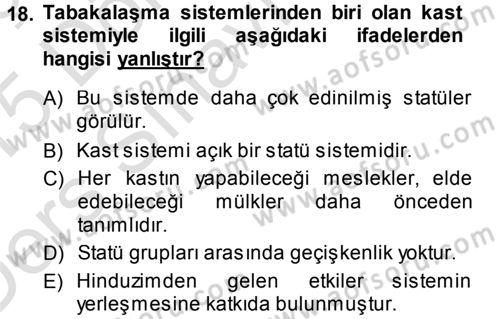 Çalışma Sosyolojisi Dersi 2014 - 2015 Yılı Tek Ders Sınav Soruları 18. Soru