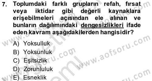 Çalışma Sosyolojisi Dersi 2014 - 2015 Yılı Tek Ders Sınavı 7. Soru