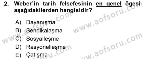 Çalışma Sosyolojisi Dersi 2015 - 2016 Yılı (Vize) Ara Sınavı 2. Soru