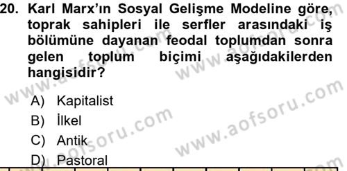 Çalışma Sosyolojisi Dersi 2015 - 2016 Yılı (Vize) Ara Sınavı 20. Soru