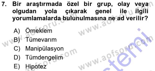 Çalışma Sosyolojisi Dersi 2015 - 2016 Yılı (Vize) Ara Sınavı 7. Soru