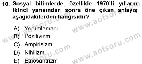 Çalışma Sosyolojisi Dersi 2015 - 2016 Yılı (Final) Dönem Sonu Sınavı 10. Soru