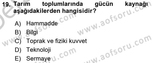 Çalışma Sosyolojisi Dersi 2016 - 2017 Yılı 3 Ders Sınav Soruları 19. Soru
