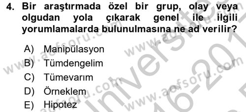 Çalışma Sosyolojisi Dersi 2016 - 2017 Yılı 3 Ders Sınav Soruları 4. Soru