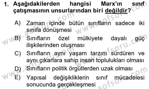 Çalışma Sosyolojisi Dersi Ara Sınavı Deneme Sınav Soruları 1. Soru