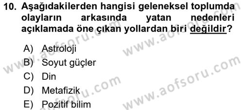 Çalışma Sosyolojisi Dersi Ara Sınavı Deneme Sınav Soruları 10. Soru