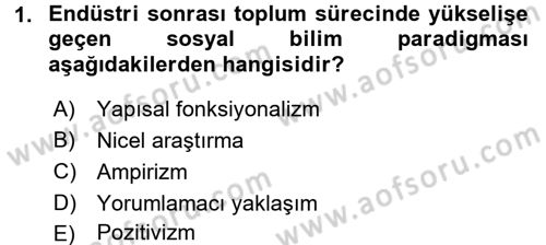 Çalışma Sosyolojisi Dersi 2016 - 2017 Yılı (Final) Dönem Sonu Sınavı 1. Soru