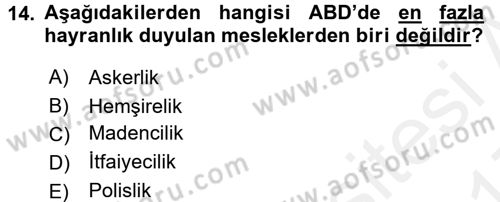 Çalışma Sosyolojisi Dersi 2016 - 2017 Yılı (Final) Dönem Sonu Sınav Soruları 14. Soru