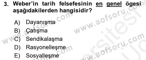 Çalışma Sosyolojisi Dersi 2017 - 2018 Yılı 3 Ders Sınavı 3. Soru