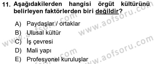 Çalışma Sosyolojisi Dersi 2017 - 2018 Yılı (Vize) Ara Sınav Soruları 11. Soru