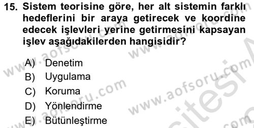Çalışma Sosyolojisi Dersi 2017 - 2018 Yılı (Vize) Ara Sınav Soruları 15. Soru