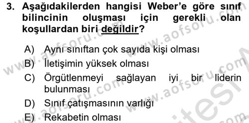 Çalışma Sosyolojisi Dersi 2017 - 2018 Yılı (Vize) Ara Sınav Soruları 3. Soru