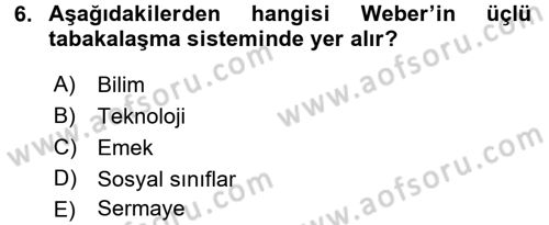Çalışma Sosyolojisi Dersi 2017 - 2018 Yılı (Vize) Ara Sınav Soruları 6. Soru