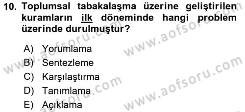 Çalışma Sosyolojisi Dersi 2017 - 2018 Yılı (Final) Dönem Sonu Sınavı 10. Soru