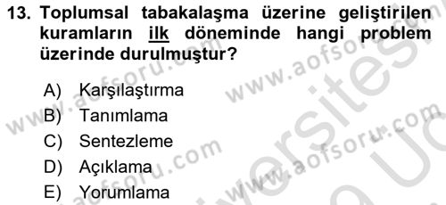 Çalışma Sosyolojisi Dersi 2018 - 2019 Yılı 3 Ders Sınavı 13. Soru