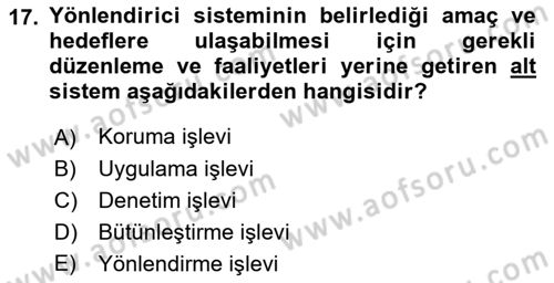 Çalışma Sosyolojisi Dersi Ara Sınavı Deneme Sınav Soruları 17. Soru