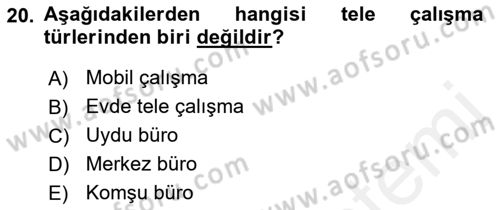 Çalışma Sosyolojisi Dersi 2018 - 2019 Yılı (Vize) Ara Sınav Soruları 20. Soru