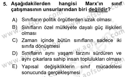 Çalışma Sosyolojisi Dersi Ara Sınavı Deneme Sınav Soruları 5. Soru