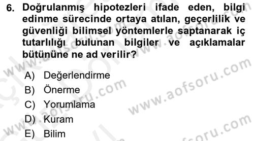 Çalışma Sosyolojisi Dersi Ara Sınavı Deneme Sınav Soruları 6. Soru