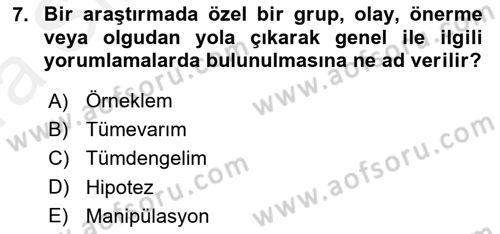 Çalışma Sosyolojisi Dersi Ara Sınavı Deneme Sınav Soruları 7. Soru