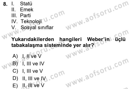 Çalışma Sosyolojisi Dersi 2018 - 2019 Yılı (Vize) Ara Sınav Soruları 8. Soru