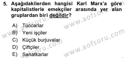 Çalışma Sosyolojisi Dersi 2018 - 2019 Yılı Yaz Okulu Sınav Soruları 5. Soru