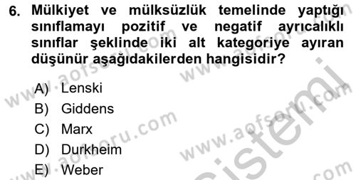 Çalışma Sosyolojisi Dersi 2018 - 2019 Yılı Yaz Okulu Sınav Soruları 6. Soru