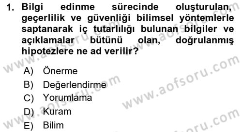 Çalışma Sosyolojisi Dersi 2019 - 2020 Yılı (Vize) Ara Sınavı 1. Soru