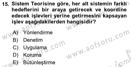 Çalışma Sosyolojisi Dersi 2019 - 2020 Yılı (Vize) Ara Sınavı 15. Soru