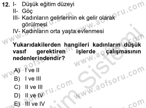 Çalışma Sosyolojisi Dersi 2019 - 2020 Yılı (Final) Dönem Sonu Sınav Soruları 12. Soru