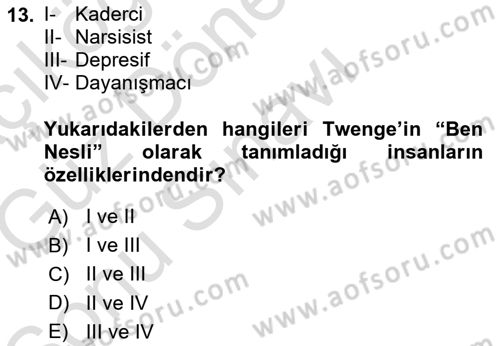 Çalışma Sosyolojisi Dersi 2019 - 2020 Yılı (Final) Dönem Sonu Sınav Soruları 13. Soru
