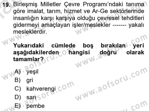 Çalışma Sosyolojisi Dersi 2019 - 2020 Yılı (Final) Dönem Sonu Sınav Soruları 19. Soru