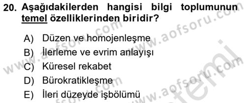 Çalışma Sosyolojisi Dersi 2019 - 2020 Yılı (Final) Dönem Sonu Sınav Soruları 20. Soru