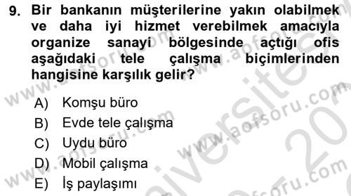 Çalışma Sosyolojisi Dersi 2020 - 2021 Yılı Yaz Okulu Sınav Soruları 9. Soru