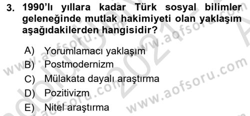 Çalışma Sosyolojisi Dersi 2021 - 2022 Yılı (Vize) Ara Sınavı 3. Soru