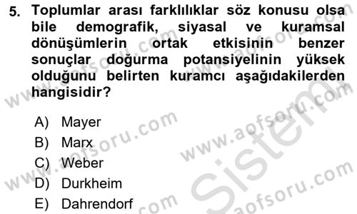 Çalışma Sosyolojisi Dersi 2021 - 2022 Yılı (Final) Dönem Sonu Sınavı 5. Soru