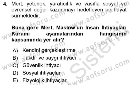 Çalışma Sosyolojisi Dersi 2021 - 2022 Yılı Yaz Okulu Sınavı 4. Soru