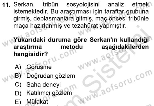 Çalışma Sosyolojisi Dersi 2022 - 2023 Yılı (Vize) Ara Sınavı 11. Soru