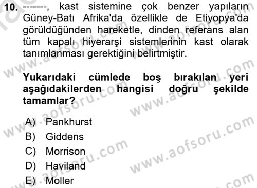 Çalışma Sosyolojisi Dersi 2022 - 2023 Yılı (Final) Dönem Sonu Sınavı 10. Soru