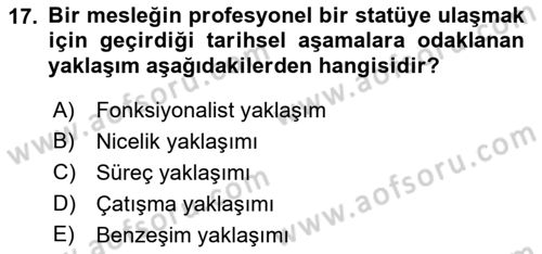 Çalışma Sosyolojisi Dersi 2022 - 2023 Yılı (Final) Dönem Sonu Sınavı 17. Soru