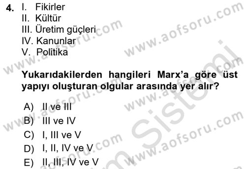 Çalışma Sosyolojisi Dersi 2022 - 2023 Yılı Yaz Okulu Sınavı 4. Soru