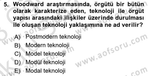 Çalışma Sosyolojisi Dersi 2022 - 2023 Yılı Yaz Okulu Sınavı 5. Soru