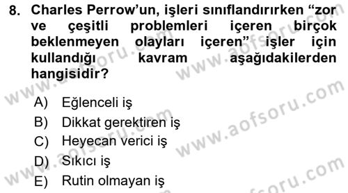 Çalışma Sosyolojisi Dersi 2023 - 2024 Yılı (Vize) Ara Sınavı 8. Soru