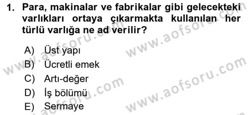 Çalışma Sosyolojisi Dersi 2023 - 2024 Yılı (Final) Dönem Sonu Sınav Soruları 1. Soru